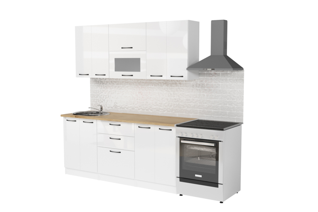 Кухонные гарнитуры, Кухня Жасмин макси 2 1,8 м Белый глянец ЛДСП