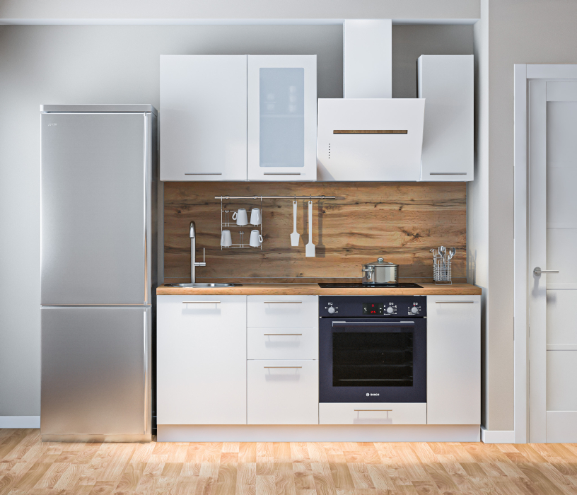 Кухонные гарнитуры, Кухонный гарнитур Регина Белый/Анна МДФ Белый глянец 1,8 м