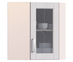 Регина РПУ-60 Полка угловая с витриной Песочный/Риф белоснежный