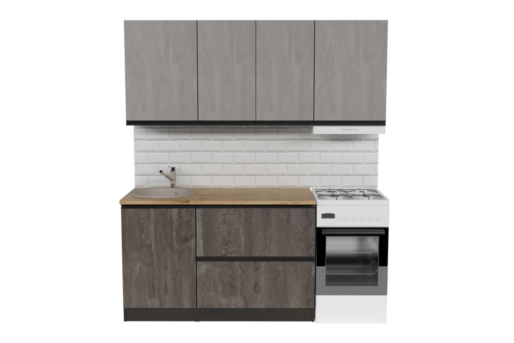 Кухонные гарнитуры, Кухонный гарнитур Симфония макси 1,8 м Бетон светлый/Бетон темный ЛДСП