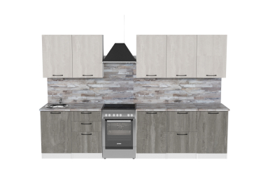 Кухонный гарнитур Нефрит 2,5 м Бетон темный/Бетон светлый ЛДСП