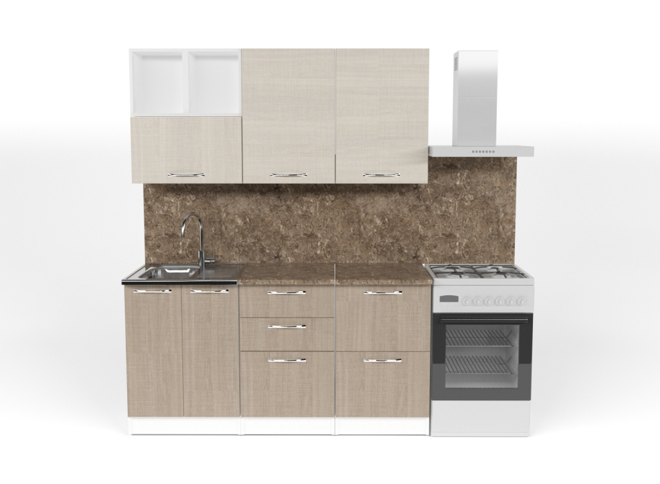 Кухонные гарнитуры, Кухонный гарнитур Ольга стандарт 4 1,6 м Латте / Карамель ЛДСП