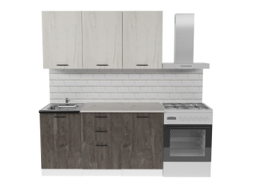 Кухонный гарнитур Сиена нормал 1,5 м Дуб грей/Бетон темный ЛДСП