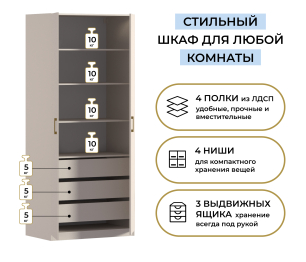 Шкаф двухдверный Макс 1000 мм, вариант №5 (ЛДСП)