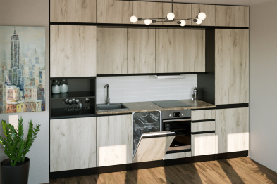 Кухонный гарнитур Равенна люкс 3,0 м Дуб браун ЛДСП