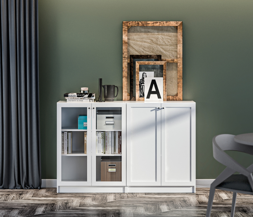 Закрытые, Стеллажи Твин СБ-3380 Белые