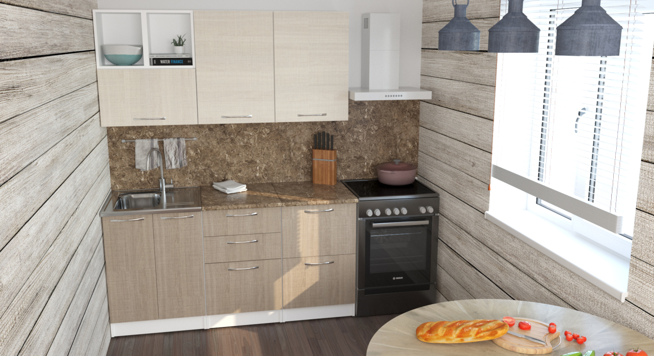 Кухонные гарнитуры, Кухонный гарнитур Ольга стандарт 4 1,6 м Латте / Карамель ЛДСП