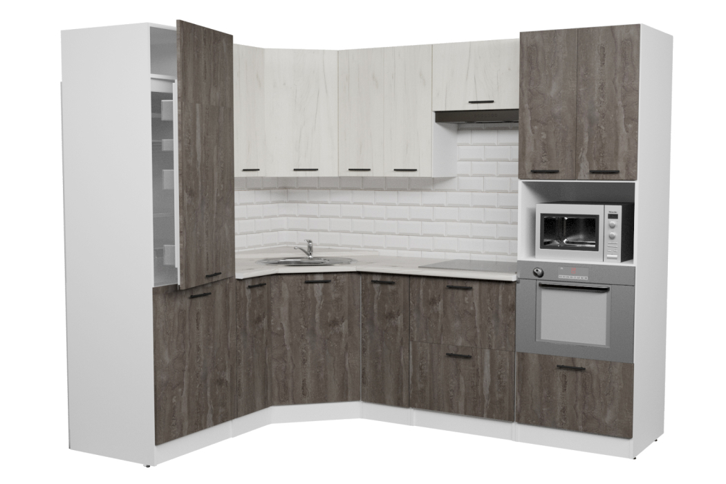 Кухонные гарнитуры, Кухонный гарнитур Сиена оптима 1,8 х 2,4 м Дуб грей/Бетон темный ЛДСП