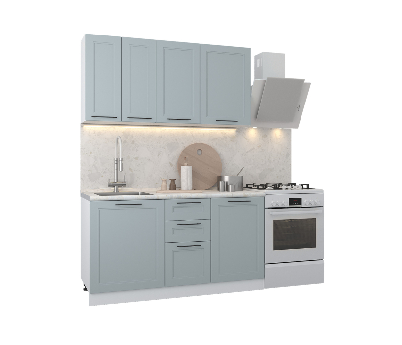 Кухонные гарнитуры, Кухонный гарнитур Регина Белый/МДФ Modern Серый 1,5 м