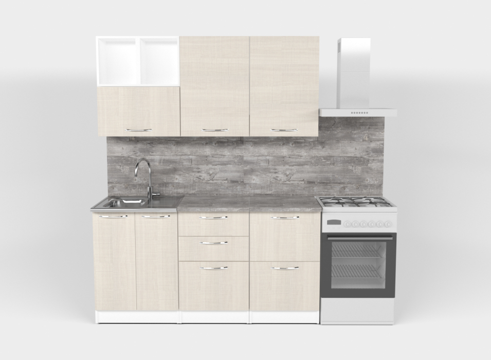 Кухонные гарнитуры, Кухонный гарнитур Лариса стандарт 4 1,6 м Латте ЛДСП