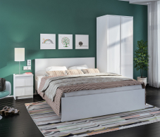 Кровати 160 см, Кровать Медея СБ-2311 белый с основанием и матрасом Эластик 14 160х200