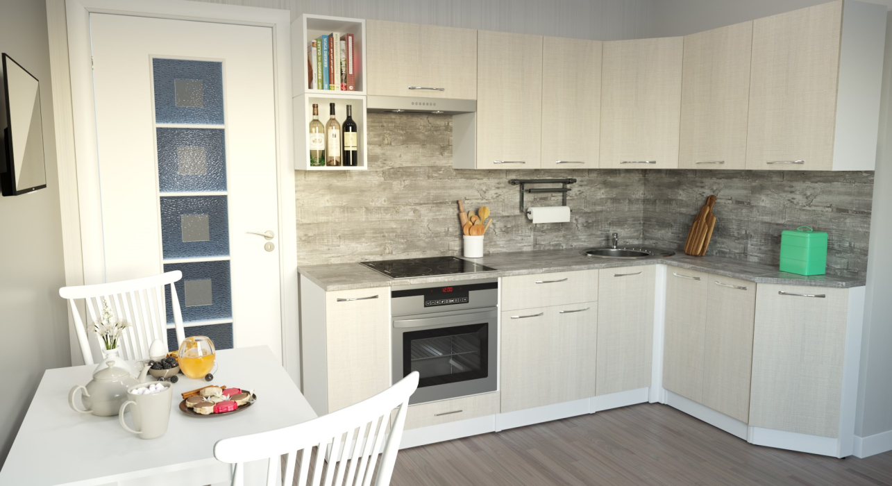 Кухонные гарнитуры, Кухонный гарнитур Лариса прайм 5 2,3 х 1,5 м Латте ЛДСП