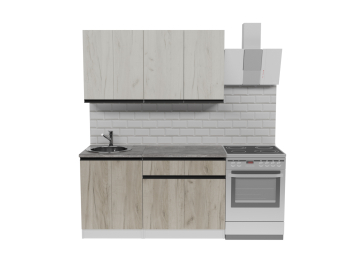 Кухонный гарнитур Паола медиум 1,4 м Дуб грей/Дуб Браун ЛДСП