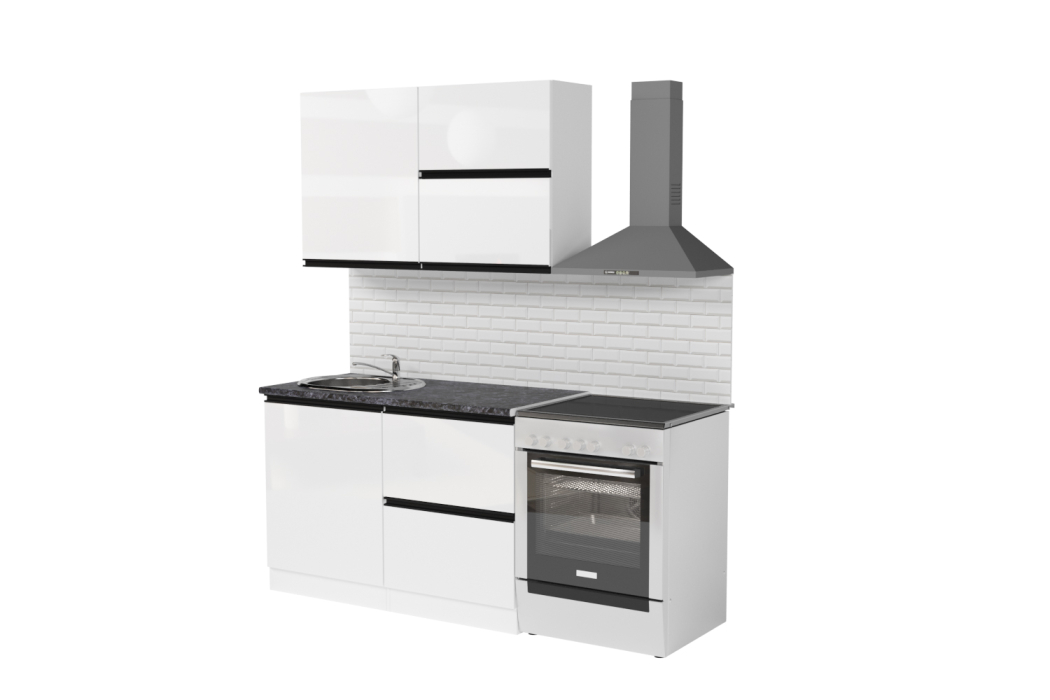 Кухонные гарнитуры, Кухонный гарнитур Лотос лайт 1,2 м Белый глянец ЛДСП