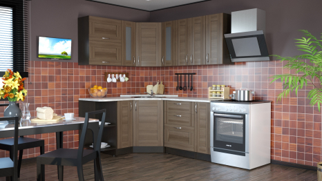 Кухонный гарнитур Кира оптима 1,5 х 1,8 м Квадро Шимо темный ЛДСП