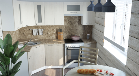 Кухонный гарнитур Ольга оптима 1 1,3 х 2,5 м Латте / Карамель ЛДСП