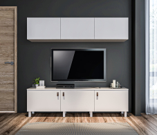 Стенки для гостиной, Гостиная (стенка) на ножках Тренд Белый / ЛДСП Белла Белый Альпийский