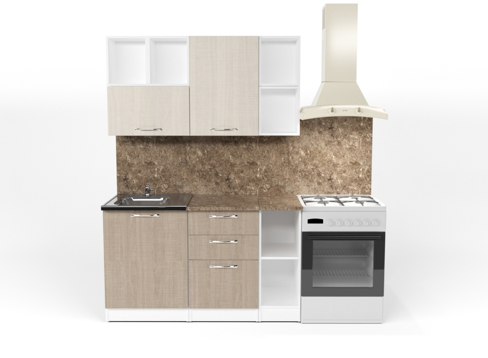 Кухонные гарнитуры, Кухонный гарнитур Ольга нормал 3 1,5 м Латте / Карамель ЛДСП