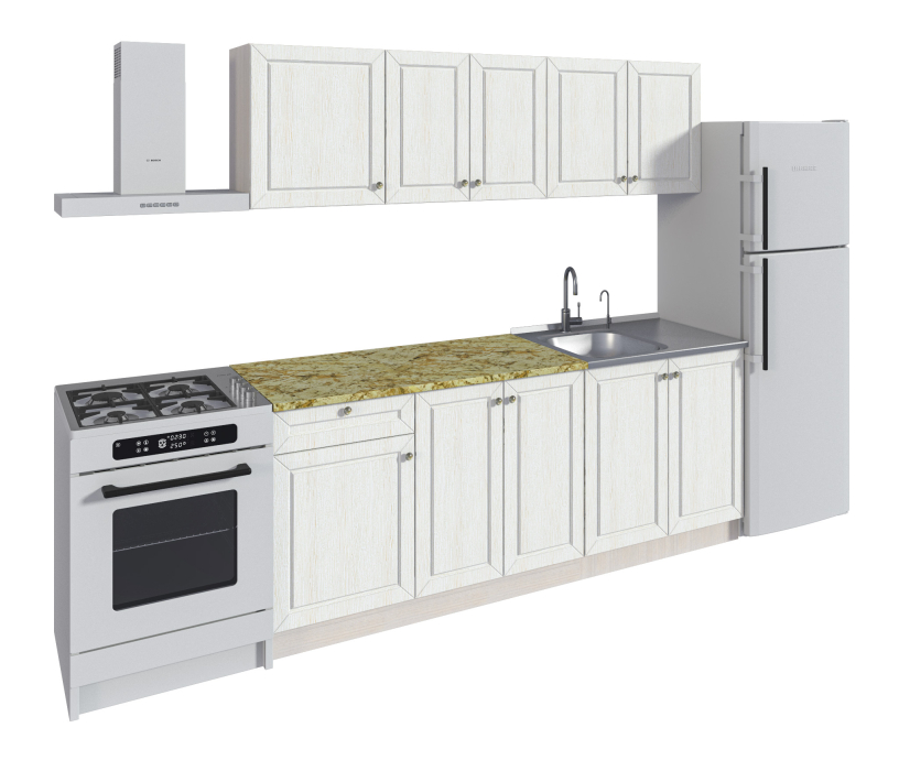 Кухонные гарнитуры, Кухонный гарнитур Катя Авиньон/Ясень Золото/Мрамор золотой АркобаленоR5 2 м