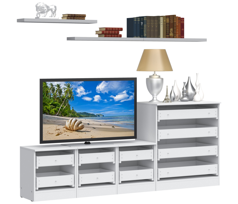 Стенки для гостиной, Амалия Комплект (тумбы,комод,полки Дионис)